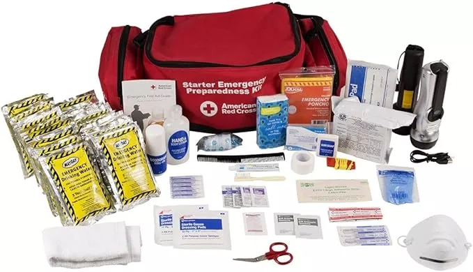 Officially Licensed Product, First Aid Concepts Basic Emergency Preparedness Starter Kit, 12 Hour Survival Supplies for 1 Person, Water, Phone Charger, Blanket, Food