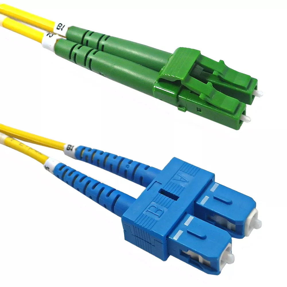 OS2 Singlemode Duplex LC/APC to SC 9 Micron - Fiber Optic Patch Cable - 3 mm Jacket - 1m - 3 ft