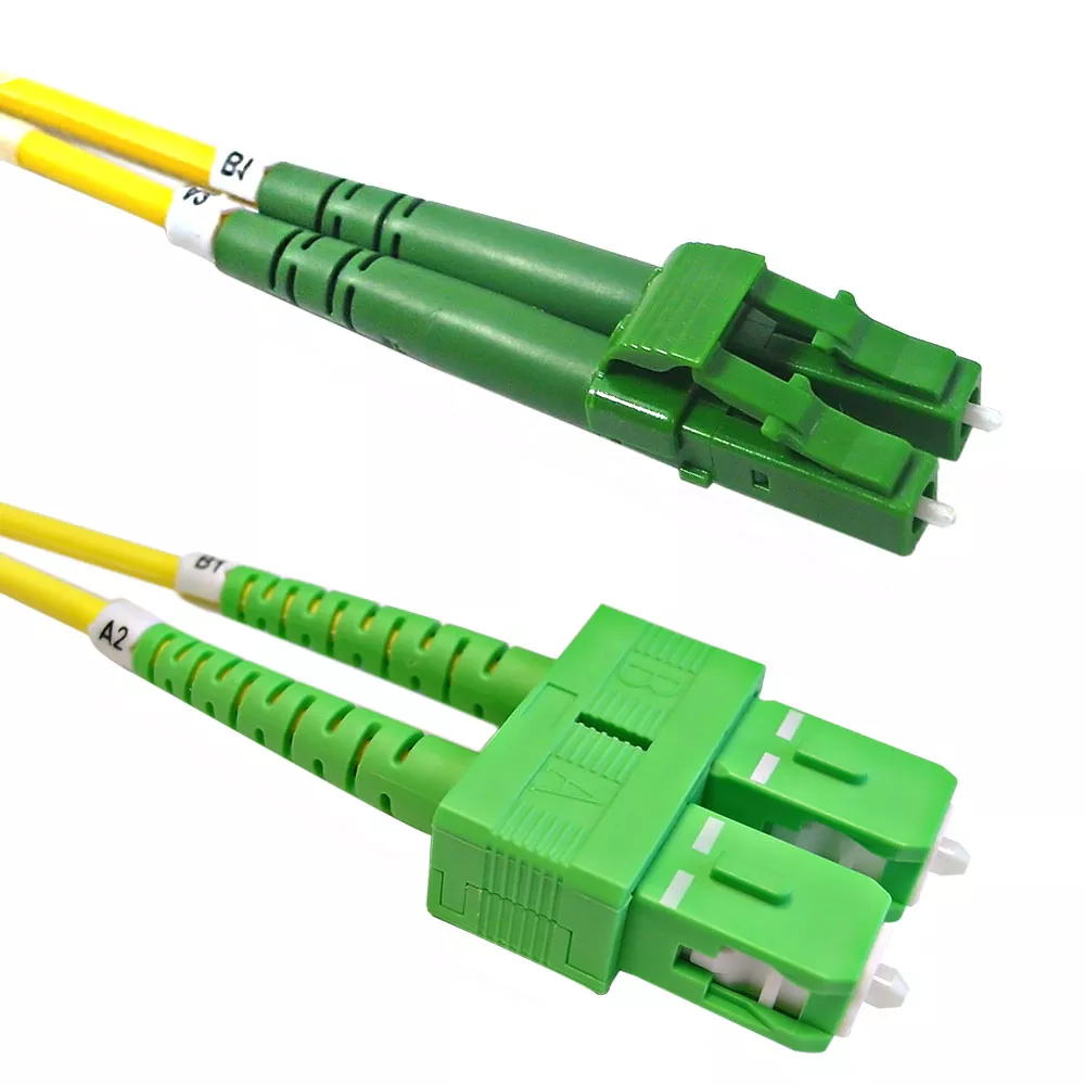 OS2 Singlemode Duplex LC/APC to SC/APC 9 Micron - Fiber Optic Patch Cable - 3 mm -2m - 6 ft