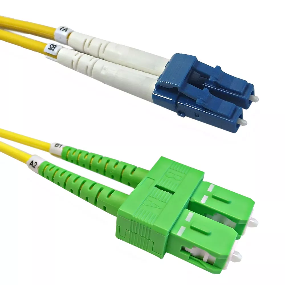 OS2 Singlemode Duplex LC to SC/APC 9 Micron - Fiber Optic Patch Cable - 3 mm Jacket - 30m - 100 ft