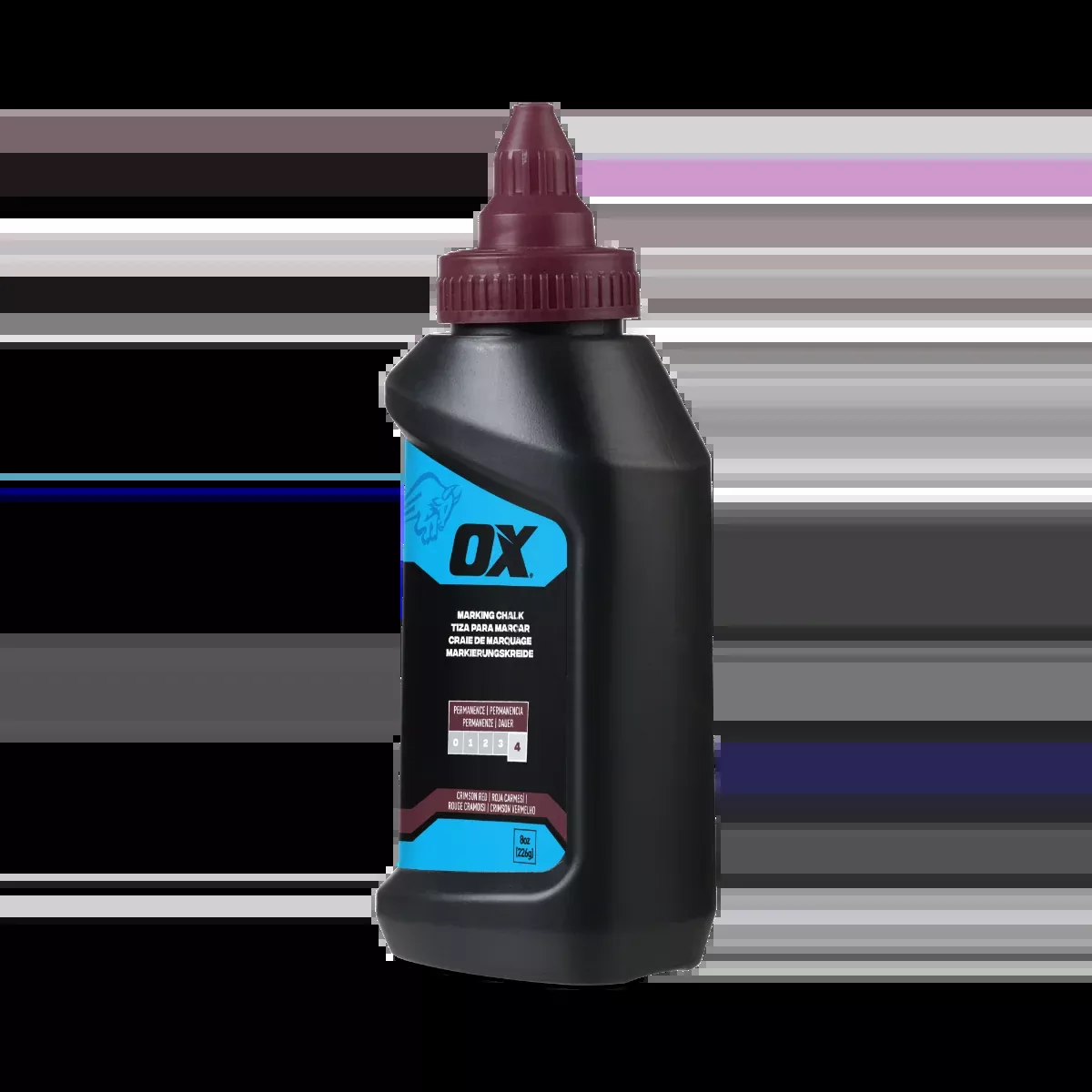 Ox Tools 8 Oz Hi-Permanence Crimson Red Marking Chalk - Permanence 4 OX-P630807
