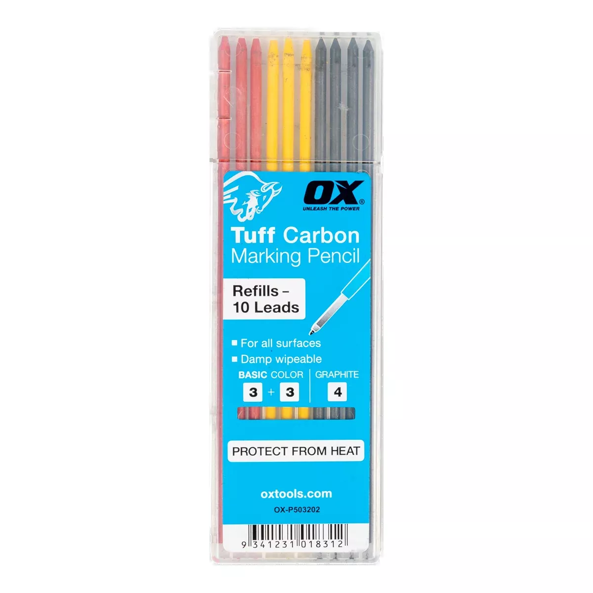 Ox Tools Pro Tuff Carbon Pencil Leads - Basic Color & Graphite Lead | 10-Pack OX-P503202