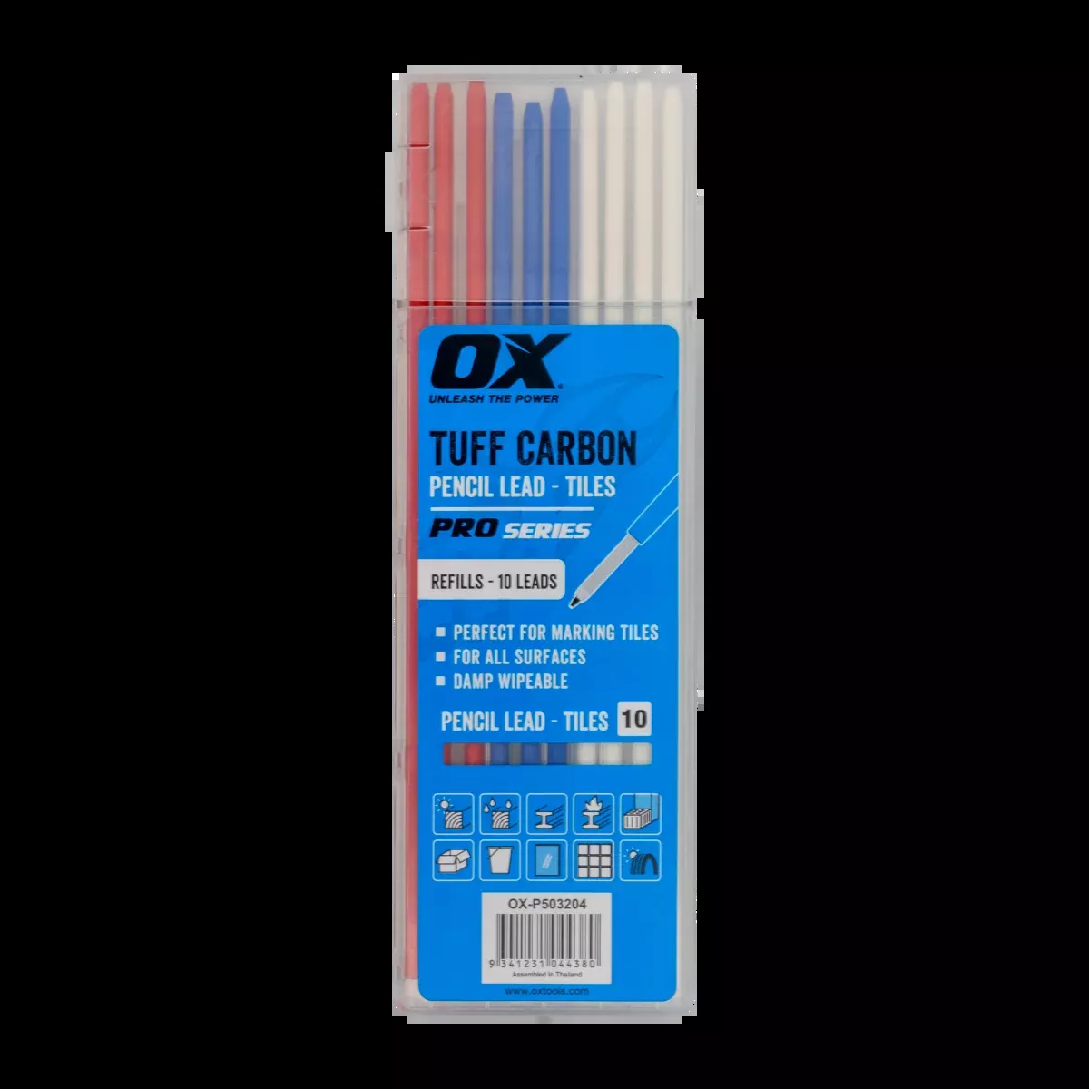Ox Tools Pro Tuff Carbon Pencil Leads - Tile Lead | 10-Pack OX-P503204