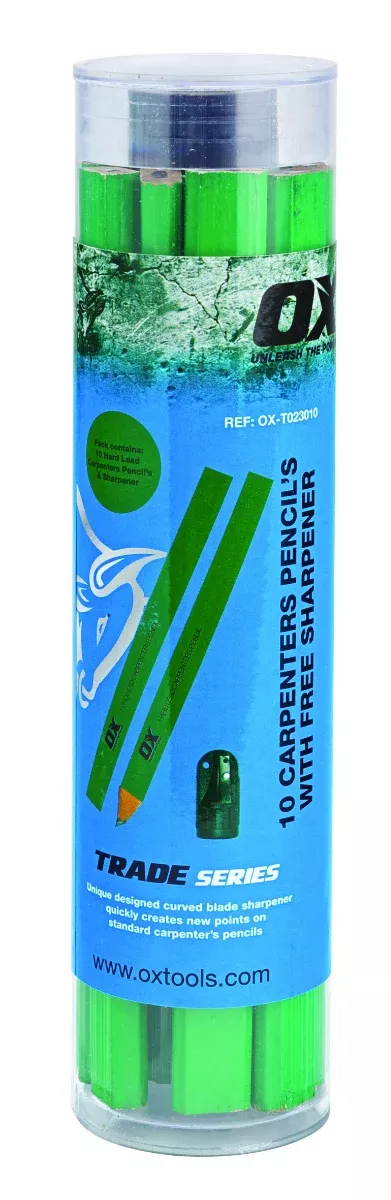 Ox Tools Trade Hard Green Carpenters Pencils | 10-Pack OX-T023010