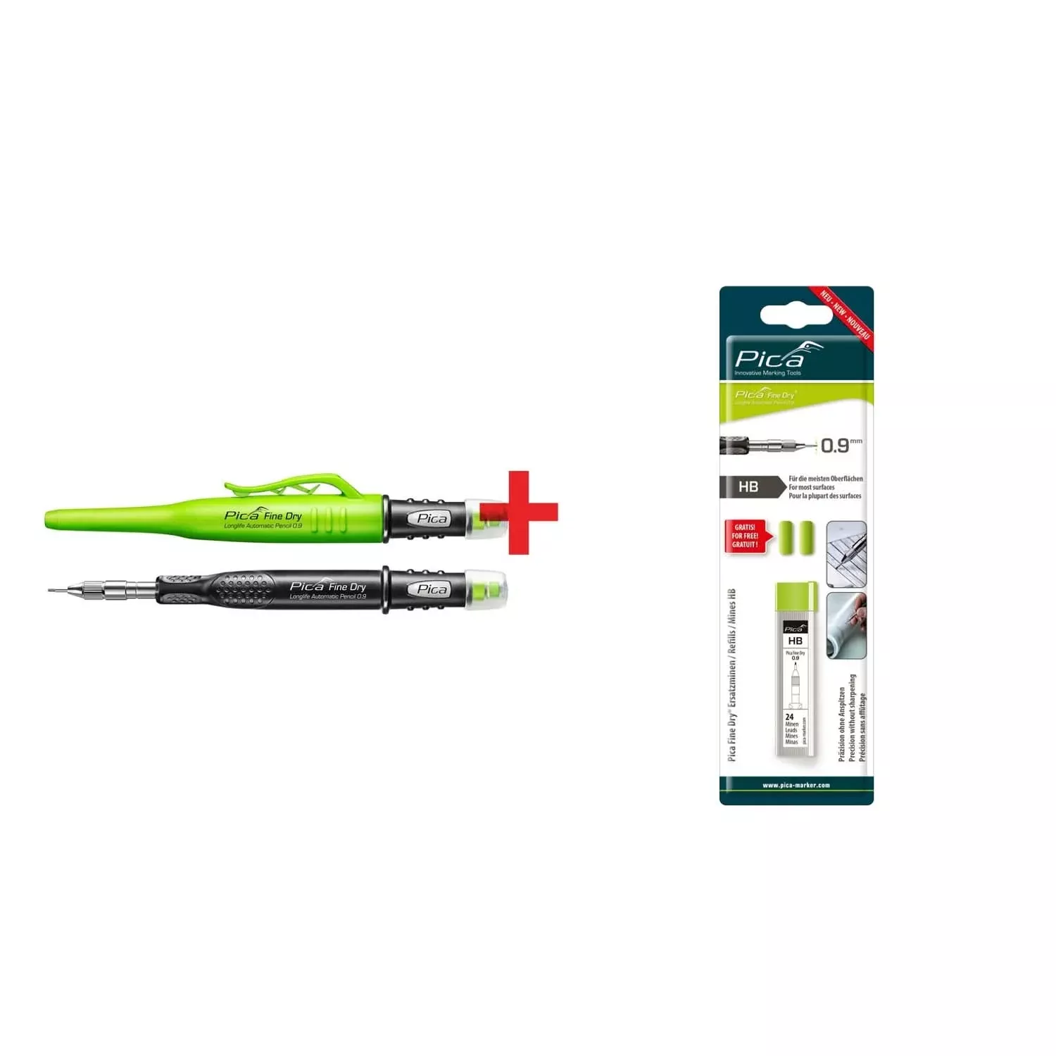 Pica Fine Dry Longlife Automatic Pencil, 0.9 with Graphite Lead HB SB
