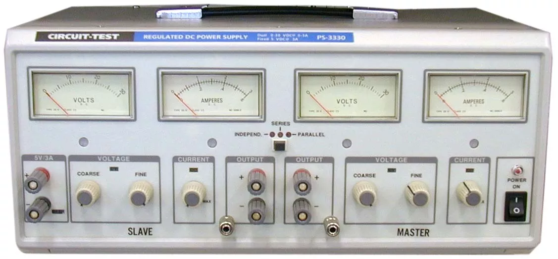 PS-3330 - Triple Output - Linear (2 x 0-30VDC @ 3A, Fixed 5VDC @ 3A)