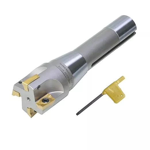 R8 Shank Indexable 1-1/2" End Mill, 1-1/2" Diameter 90 Degree High Speed Milling Cutter with Replaceable Carbide Insert
