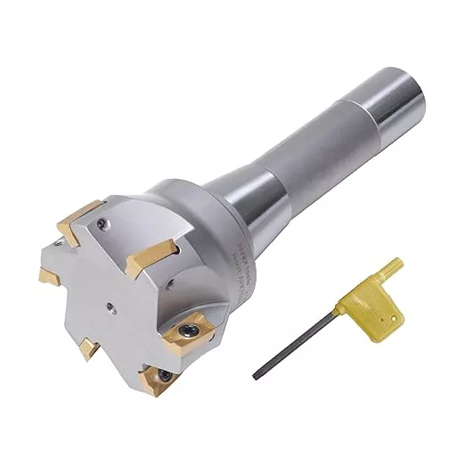 R8 Shank Indexable 2-1/2" End Mill, 2-1/2" Diameter 90 Degree High Speed Milling Cutter with Replaceable Carbide Insert