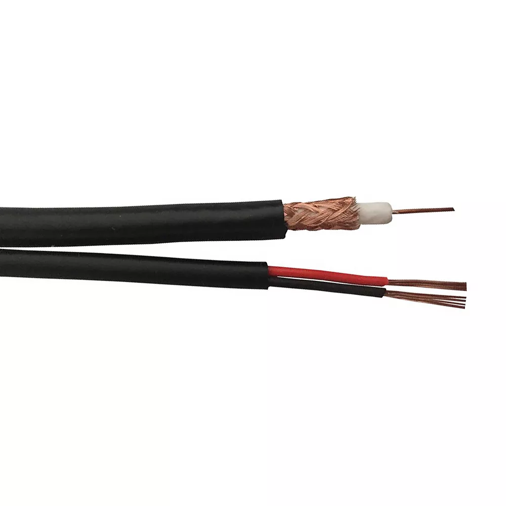 RG59 20 awg BC 95% CCA Braid + 2C 18 awg CCA Siamese Bulk Cable CMR - 100 ft - Black