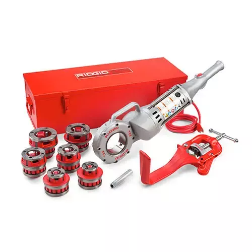 RIDGID 45178 700 Power Drive w/ 1/2"-2" NPT Die Heads, Case and Support Arm - 45178