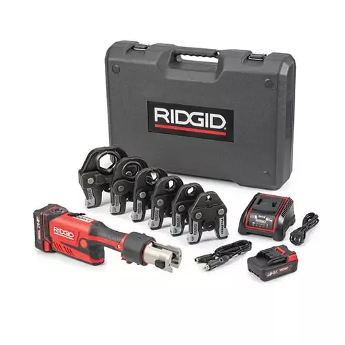 RIDGID 67168 RP 351 Battery-Powered Inline Press Tool Kit with Bluetooth Connectivity, 1/2" to 2" ProPress Jaws, 18V Battery