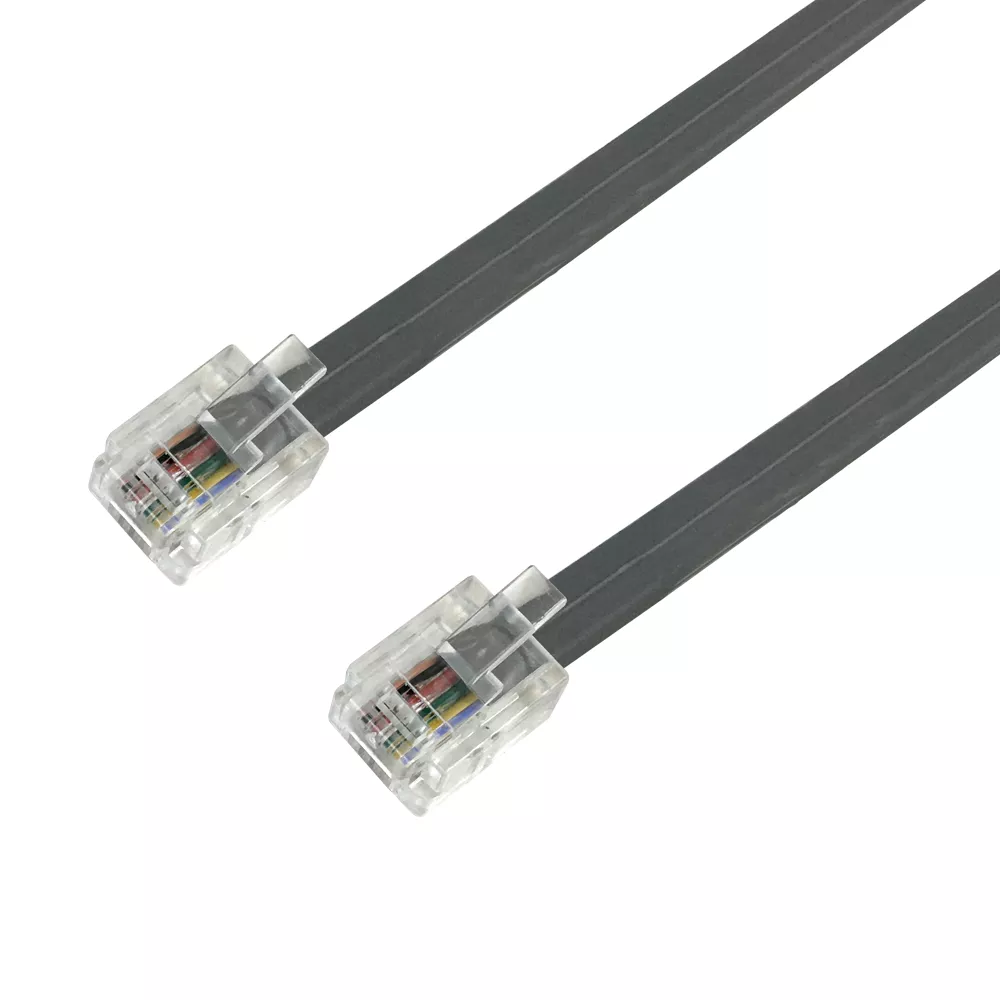 RJ12 Modular Data Cable Straight Through 6P6C - 100 ft - Silver