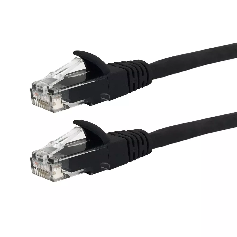 RJ45 Cat5E 350 mhz Molded Patch Cable - Premium Fluke Patch Cable Certified-CMR - 75 ft - Black
