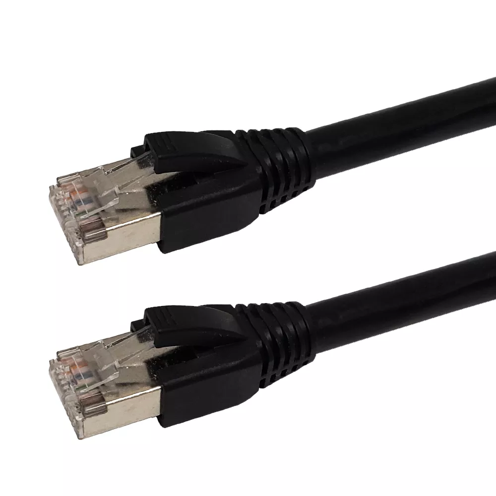 RJ45 Cat5E ShieldedFTP Outdoor UV Direct Burial Cable - Black - 1 ft