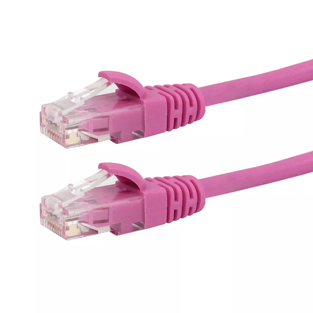 RJ45 Cat6 550 mhz Molded Patchcable - Premium Fluke Patchcable Certified CMR Riser - 2 ft - Pink