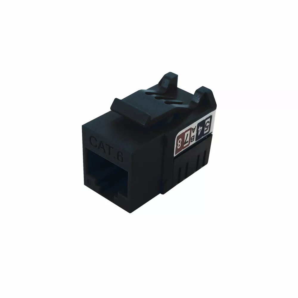 RJ45 Cat6 Slim Profile Jack, 110 Punch-Down - Black