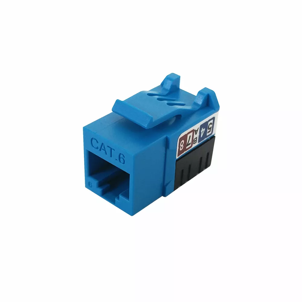 RJ45 Cat6 Slim Profile Jack, 110 Punch-Down - Blue