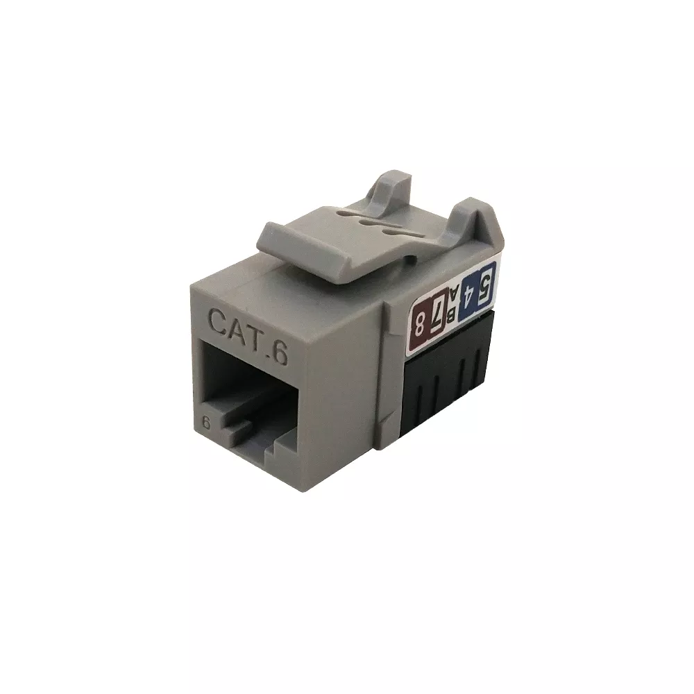 RJ45 Cat6 Slim Profile Jack, 110 Punch-Down - Grey