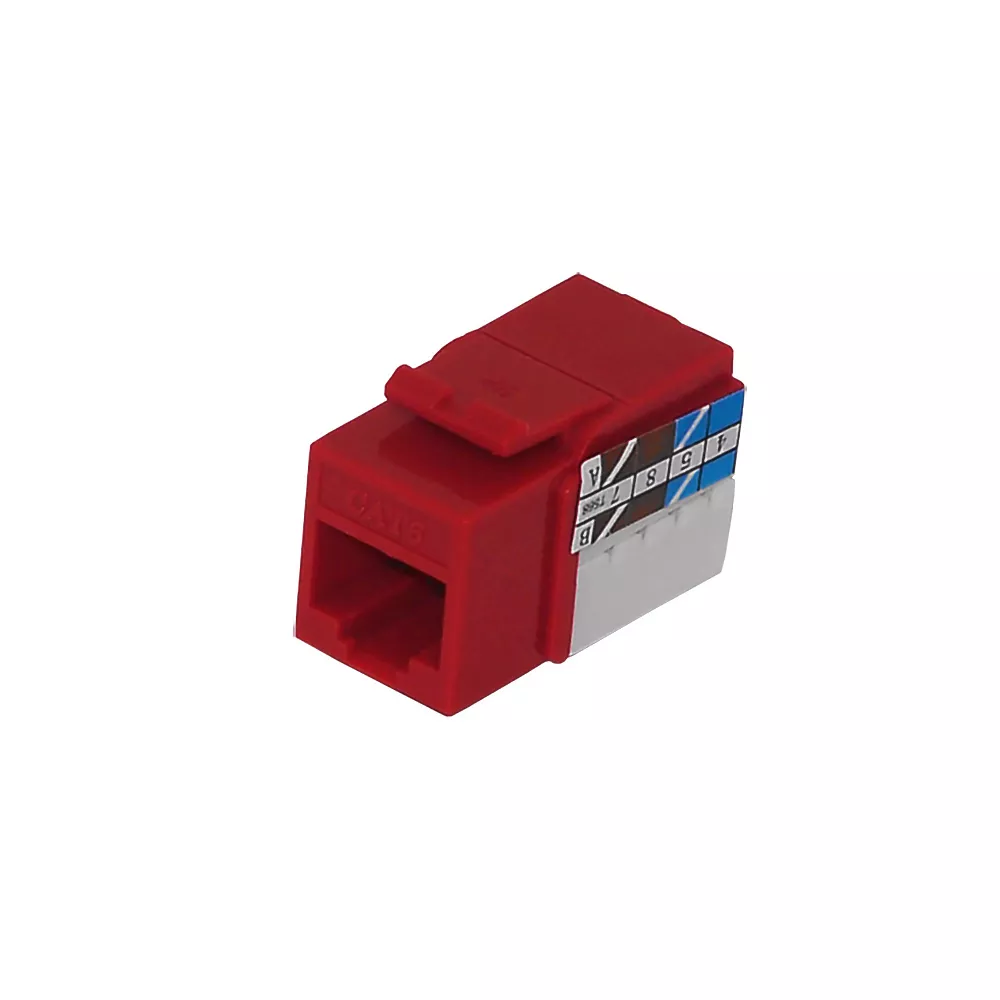 RJ45 Cat6 Slim Profile Jack, 110 Punch-Down - Red