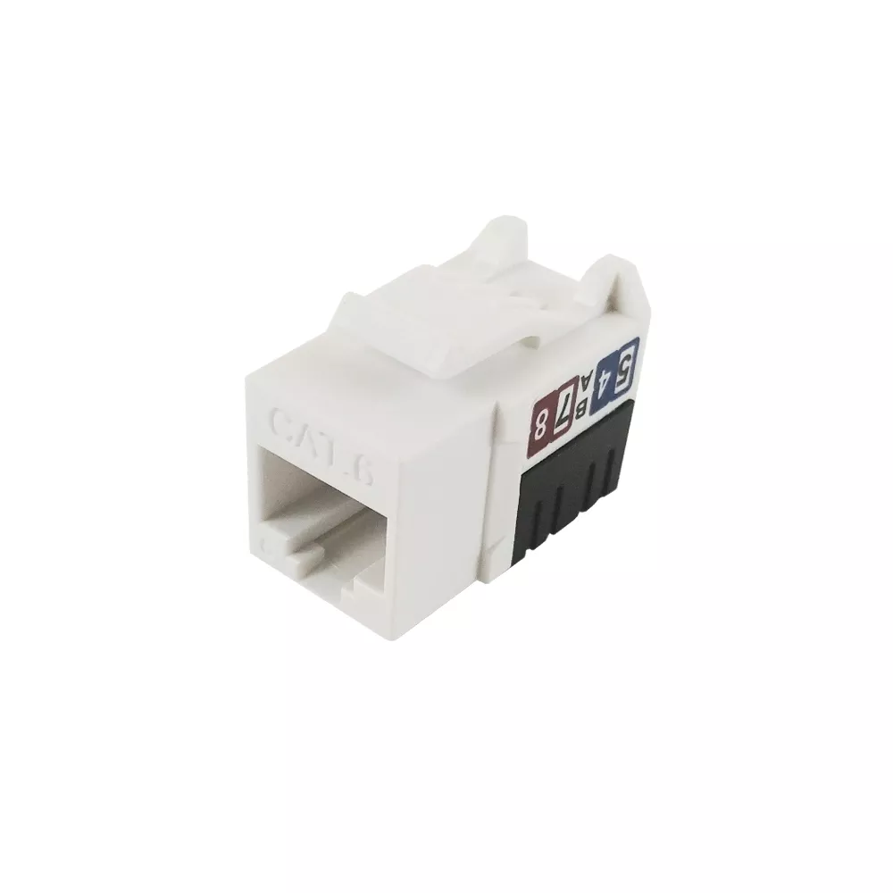 RJ45 Cat6 Slim Profile Jack, 110 Punch-Down - White