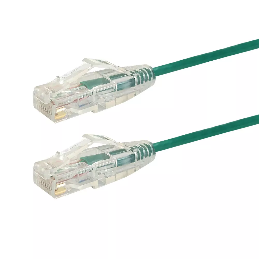 RJ45 Cat6 UTP Ultra-Thinpatch Cable - Premium Flukepatch Cable Certified- 2 ft - Grn