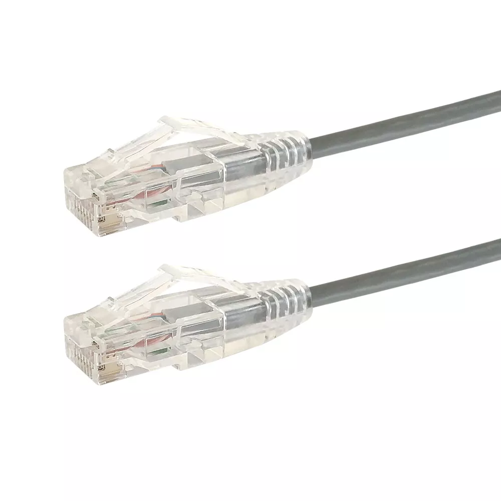 RJ45 Cat6 UTP Ultra-Thinpatch Cable - Premium Flukepatch Cable Certified- 25 ft - Gry