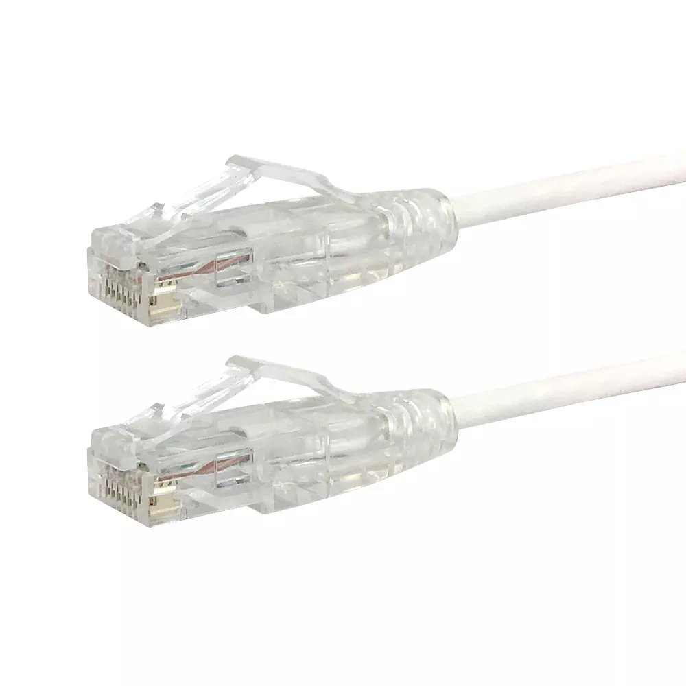 RJ45 Cat6 UTP Ultra-Thinpatch Cable - Premium Flukepatch Cable Certified- 25 ft - Wht