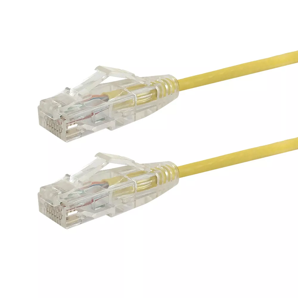 RJ45 Cat6 UTP Ultra-Thinpatch Cable - Premium Flukepatch Cable Certified- 25 ft - Yel