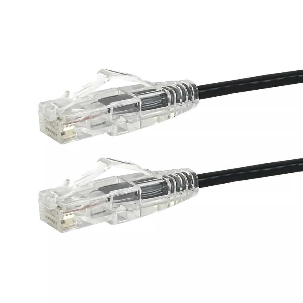 RJ45 Cat6 UTP Ultra-Thinpatch Cable - Premium Flukepatch Cable Certified- 3 ft - Blk