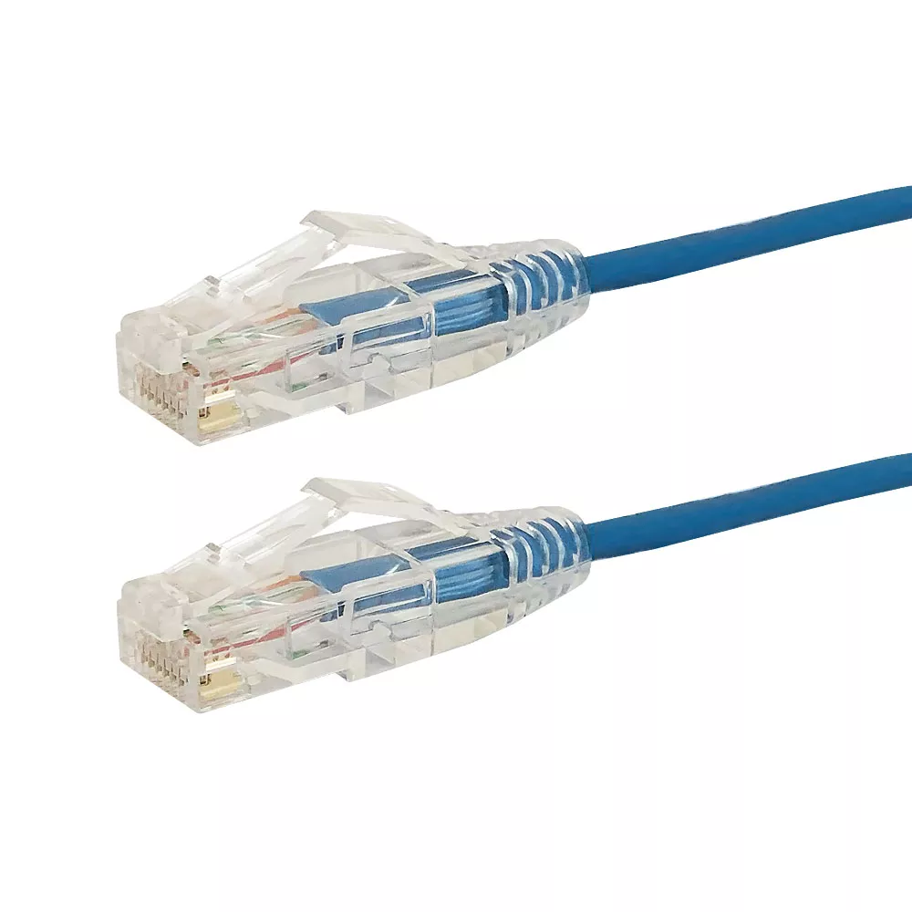 RJ45 Cat6 UTP Ultra-Thinpatch Cable - Premium Flukepatch Cable Certified- 3 ft - Blu