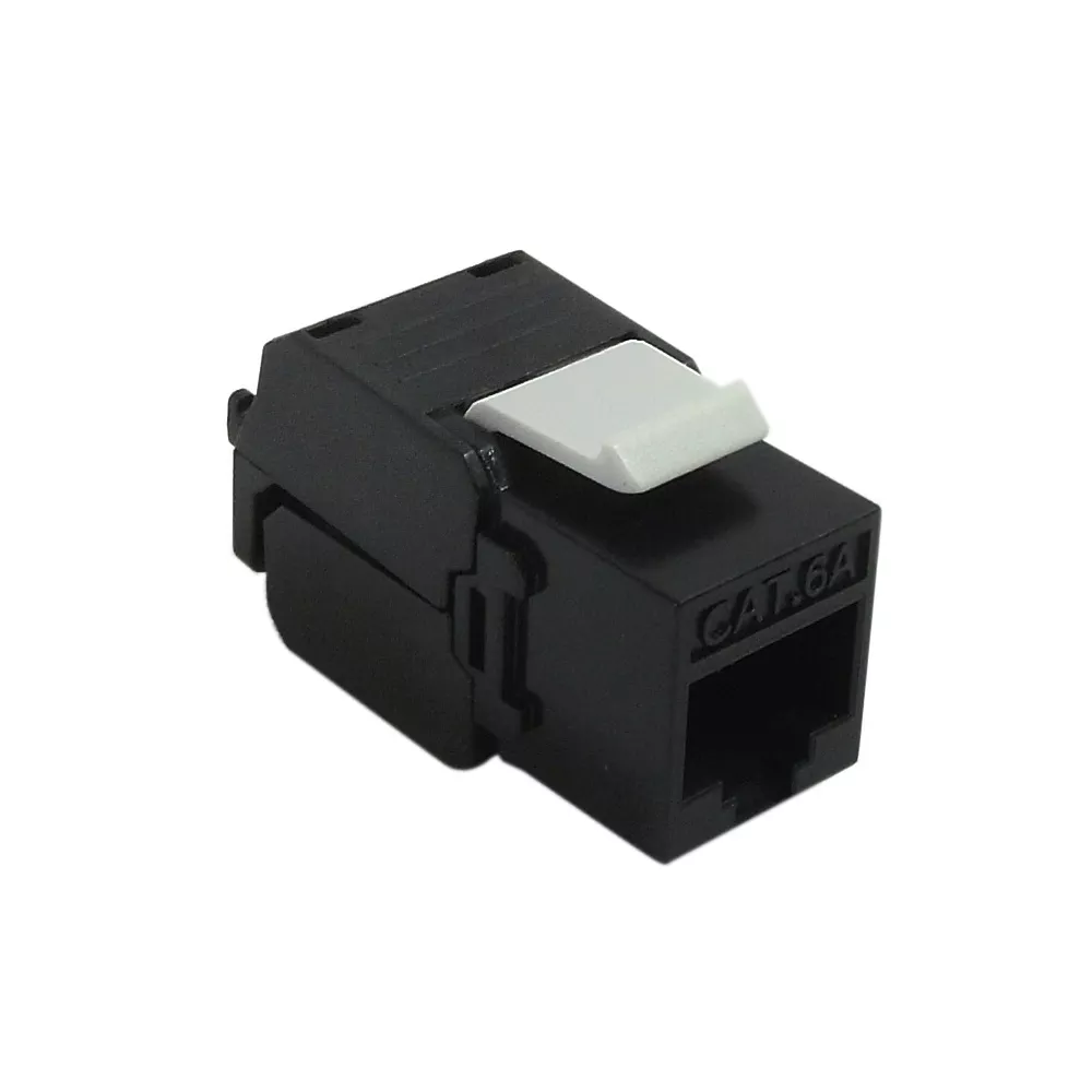 RJ45 Cat6A Slim Profile 180 Degree Jack, 110 Punch-Downstyle or Tool-Less - Black