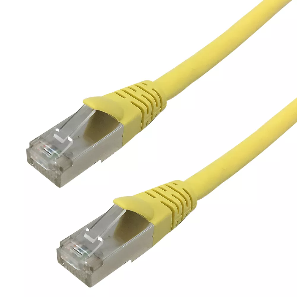 RJ45 Cat6A SSTP 10 gb Molded Shielded Patch Cable -Premium Fluke Patch Cable - 10 ft - Yellow