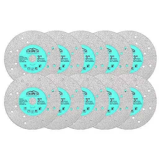 Rock Slab Grinding Disc - 3 inch Glass Cutter Disc (10pcs), Granite Cutting Blade, Diamond Grinder Wheel for Rock Slab, Stone, Tile, Marble, Granite, Glass Diamond Saw Blades