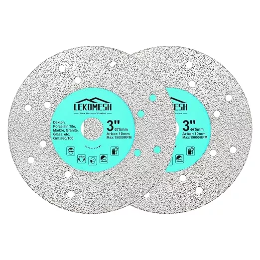 Rock Slab Grinding Disc - 3 inch Glass Cutter Disc (2pcs), Granite Cutting Blade, Diamond Grinder Wheel for Rock Slab, Stone, Tile, Marble, Granite, Glass Diamond Saw Blades