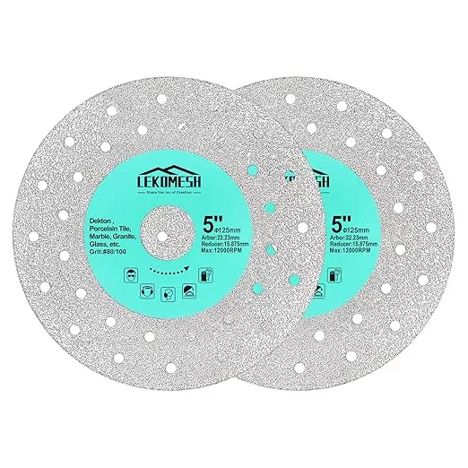 Rock Slab Grinding Disc - 5 inch Glass Cutter Disc(2pcs), Granite Cutting Blade, Diamond Grinder Wheel for Rock Slab, Stone, Tile, Marble, Granite, Glass Diamond Saw Blades