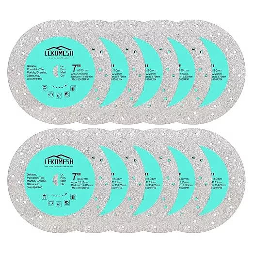Rock Slab Grinding Disc - 7 inch Glass Cutter Disc(10pcs), Granite Cutting Blade, Diamond Grinder Wheel for Rock Slab, Stone, Tile, Marble, Granite, Glass Diamond Saw Blades
