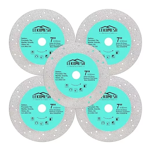 Rock Slab Grinding Disc - 7 inch Glass Cutter Disc(5pcs), Granite Cutting Blade, Diamond Grinder Wheel for Rock Slab, Stone, Tile, Marble, Granite, Glass Diamond Saw Blades
