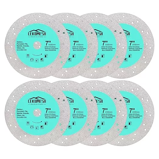 Rock Slab Grinding Disc - 7 inch Glass Cutter Disc(8pcs), Granite Cutting Blade, Diamond Grinder Wheel for Rock Slab, Stone, Tile, Marble, Granite, Glass Diamond Saw Blades