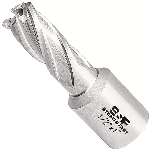 S&F STEAD & FAST - Annular Cutter, 1/2-inch Diameter x 1-inch Depth of Cut for Magnetic Drill Press, Mag Drill Bits with Pilot Pin