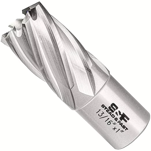 S&F STEAD & FAST Annular Cutter, 13/16" Cutting Diameter x 1" Depth of Cut for Magnetic Drill Press, Mag Drill Bits with Pilot Pin
