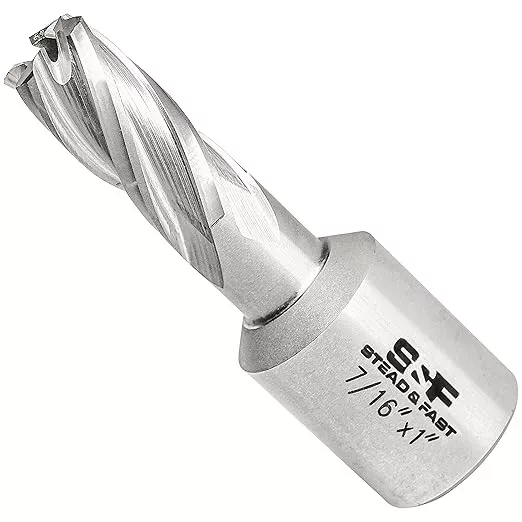 S&F STEAD & FAST - Annular Cutter, 7/16-inch Diameter x 1-inch Depth of Cut for Magnetic Drill Press, Mag Drill Bits with Pilot Pin