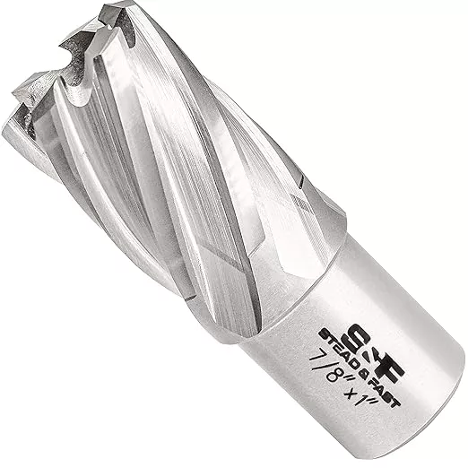 S&F STEAD & FAST Annular Cutter, 7/8" Cutting Diameter x 1" Depth of Cut for Magnetic Drill Press, Mag Drill Bit with Pilot Pin