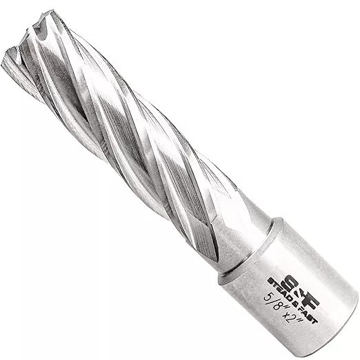 S&F STEAD & FAST HSS Annular Cutter 5/8" Cutting Diameter 2" Depth of Cut, 3/4" Weldon Shank, Mag Drill Bit with Pilot Pin for Magnetic Drill Press