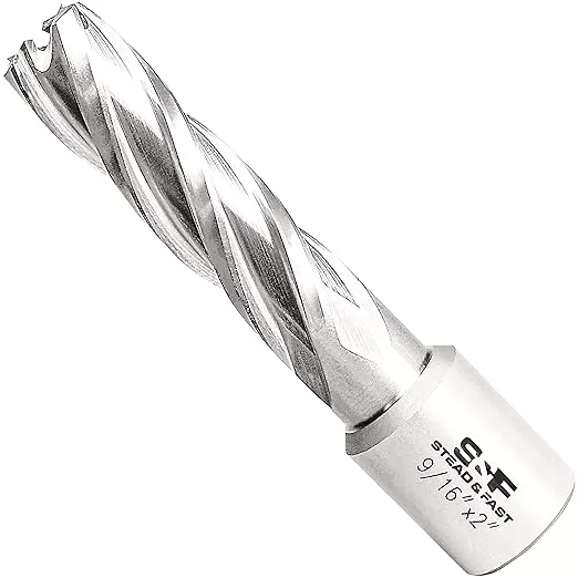 S&F STEAD & FAST HSS Annular Cutter 9/16" Cutting Diameter 2" Depth of Cut, 3/4" Weldon Shank, Mag Drill Bit with Pilot Pin for Magnetic Drill Press