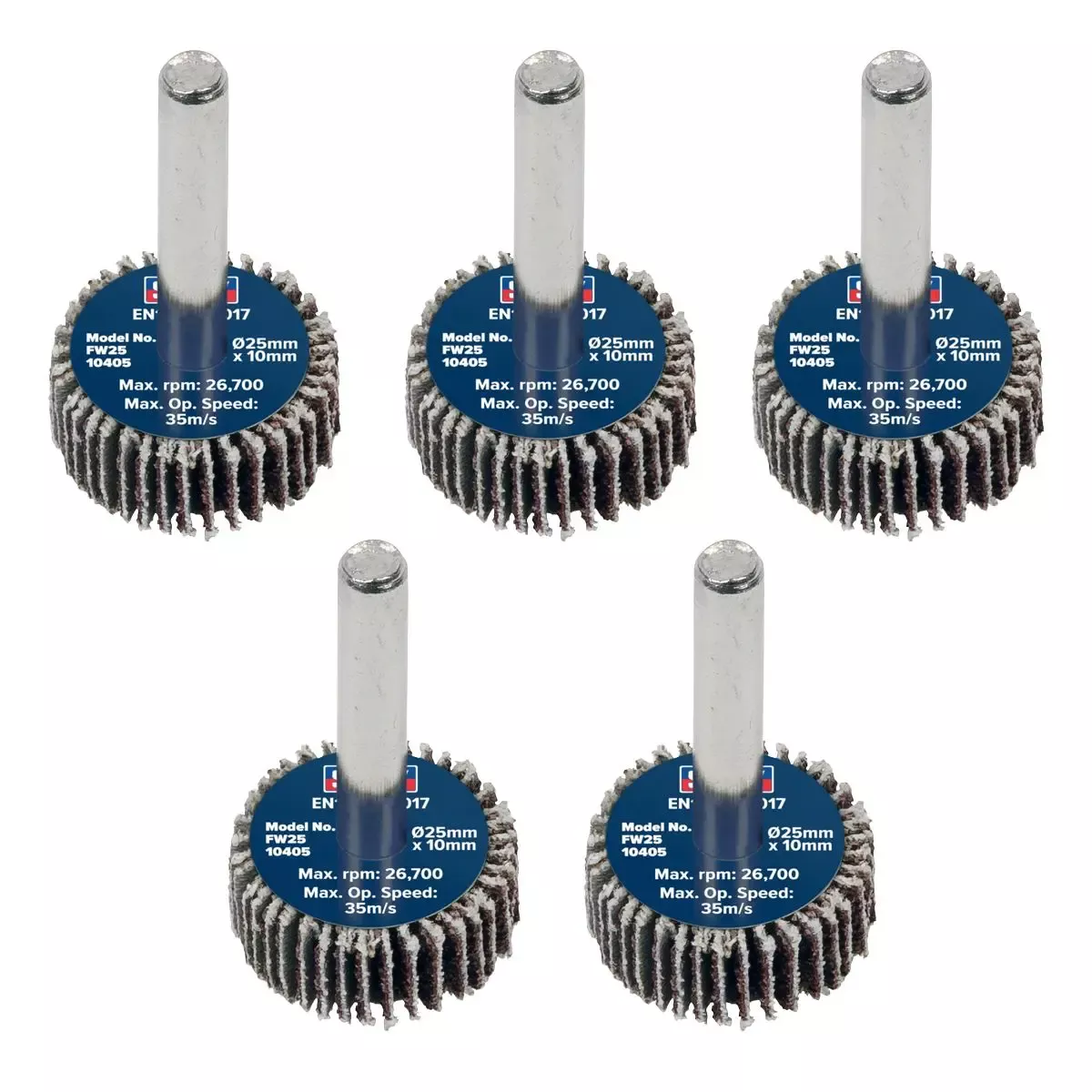 Sealey Abrasive Flap Wheel Ø25 x 10mm Ø6mm Shaft 40Grit - Pack of 5