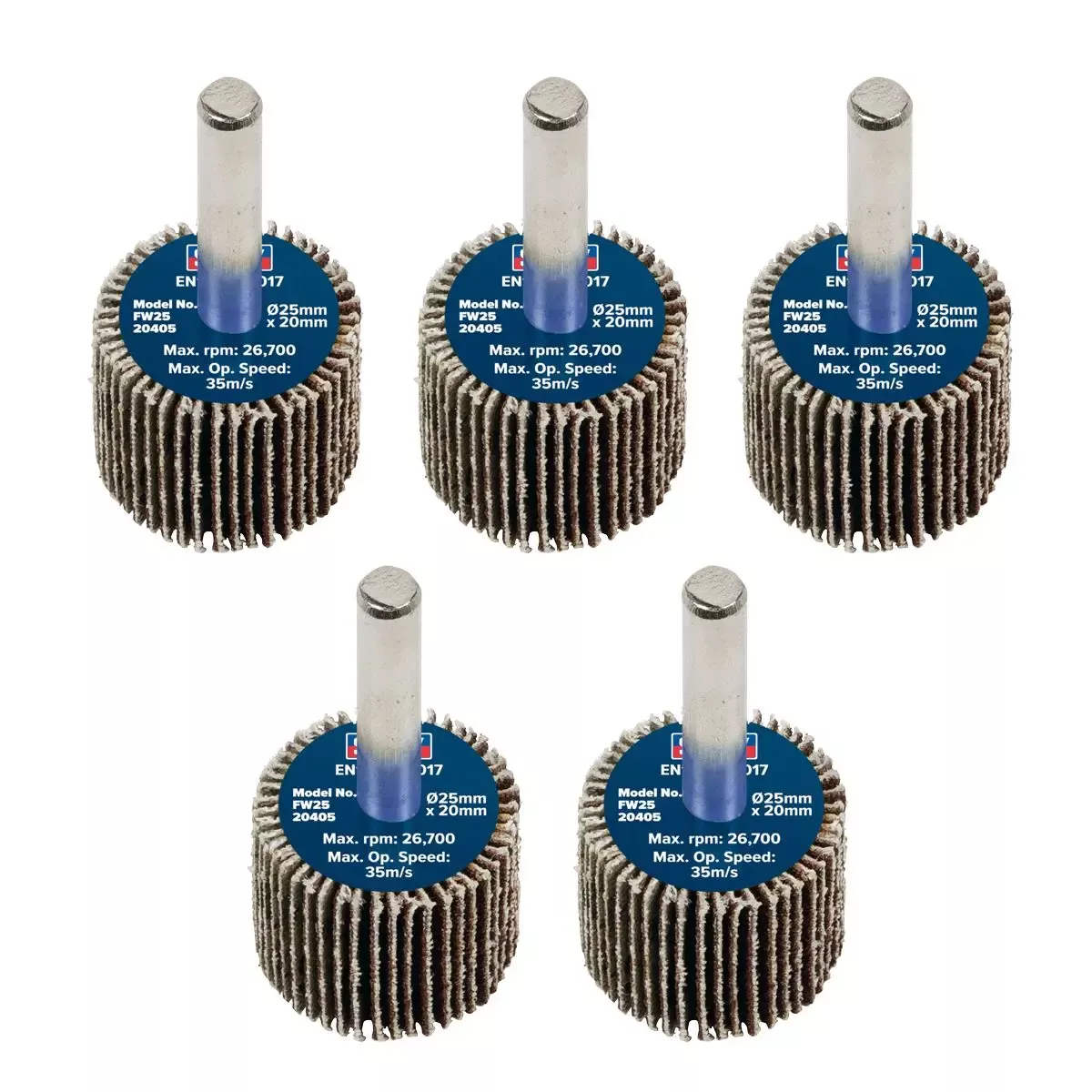 Sealey Abrasive Flap Wheel Ø25 x 20mm Ø6mm Shaft 40Grit - Pack of 5