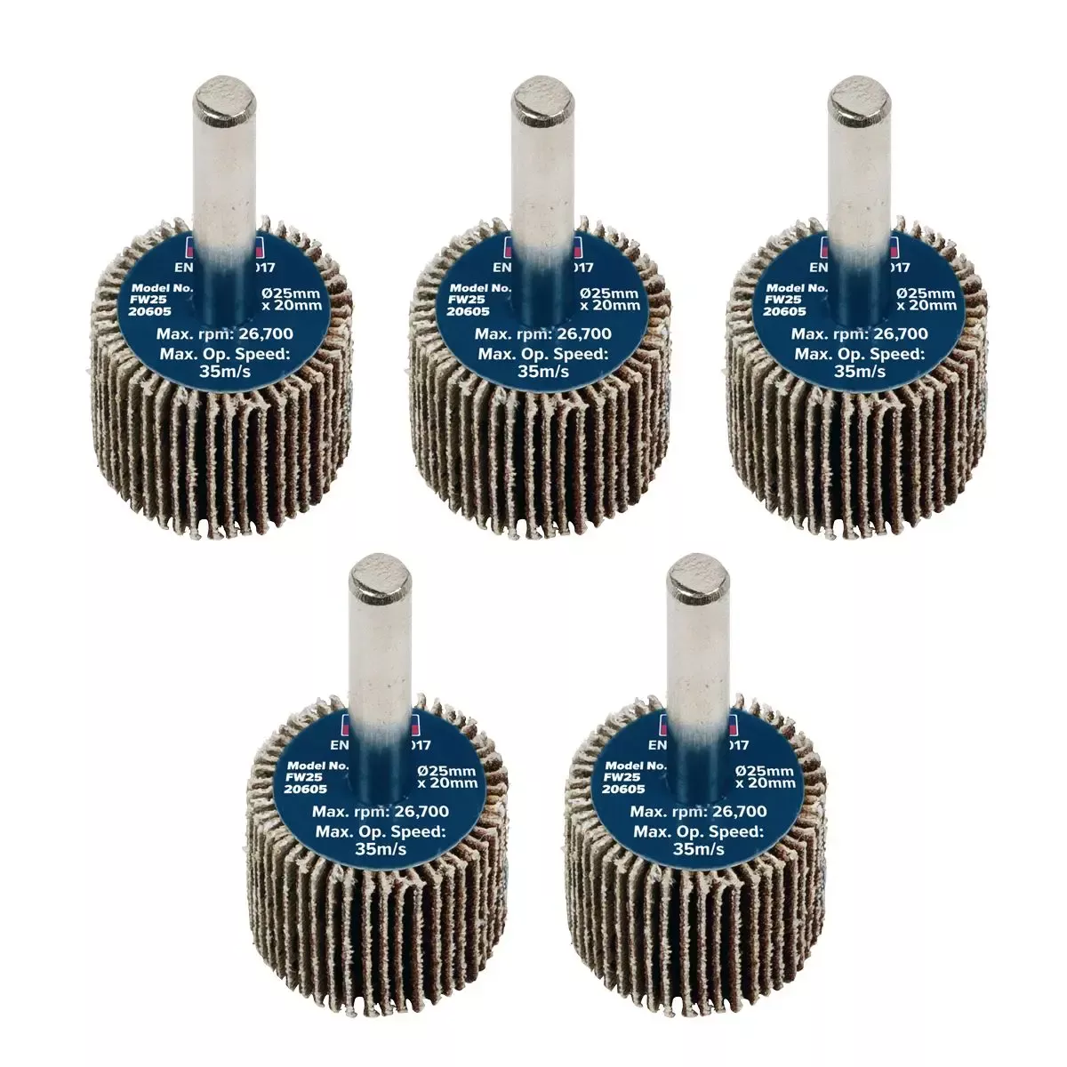 Sealey Abrasive Flap Wheel Ø25 x 20mm Ø6mm Shaft 60Grit - Pack of 5