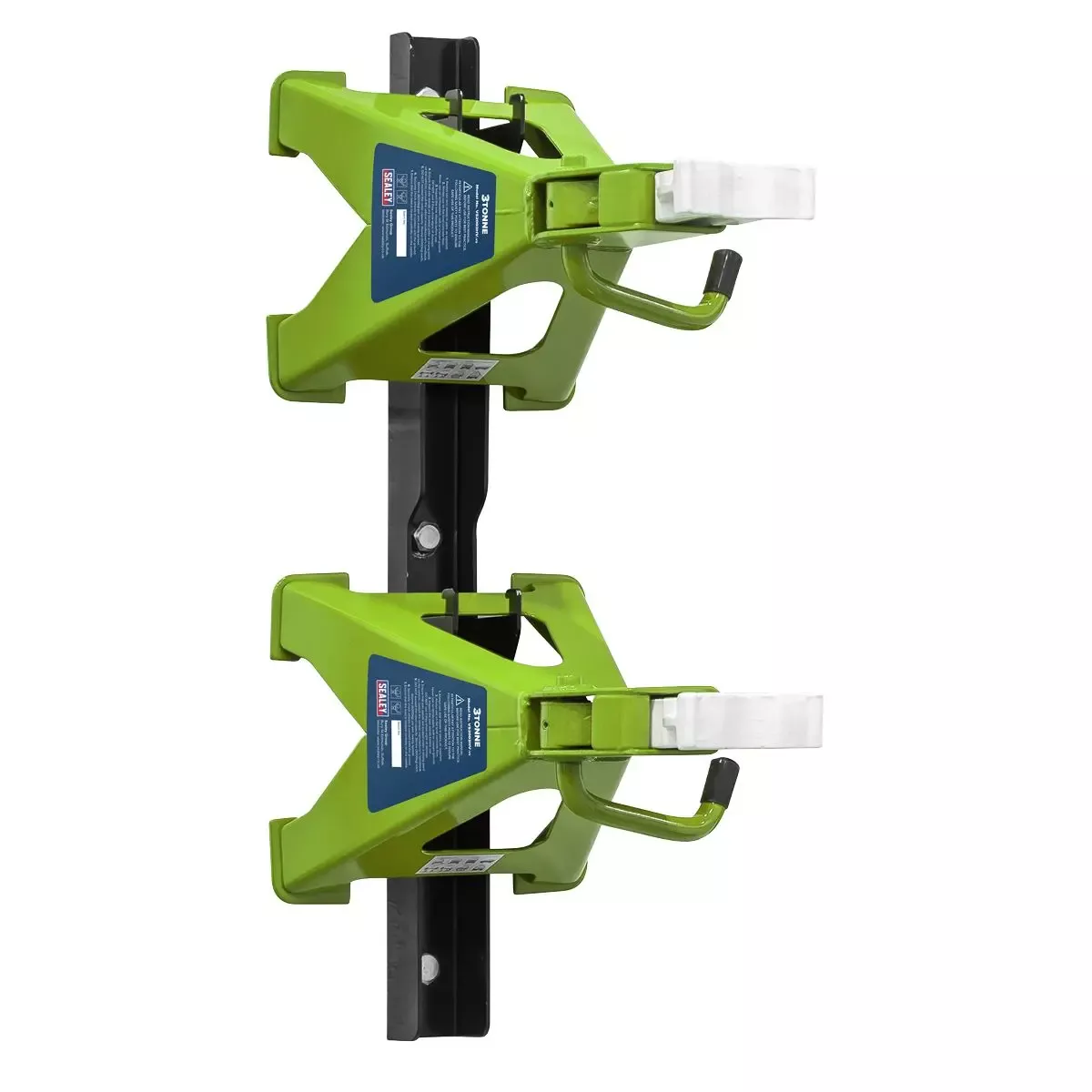 Sealey Axle Stand & Axle Stand Storage Rack Combo 3 Tonne - Hi-Vis Green