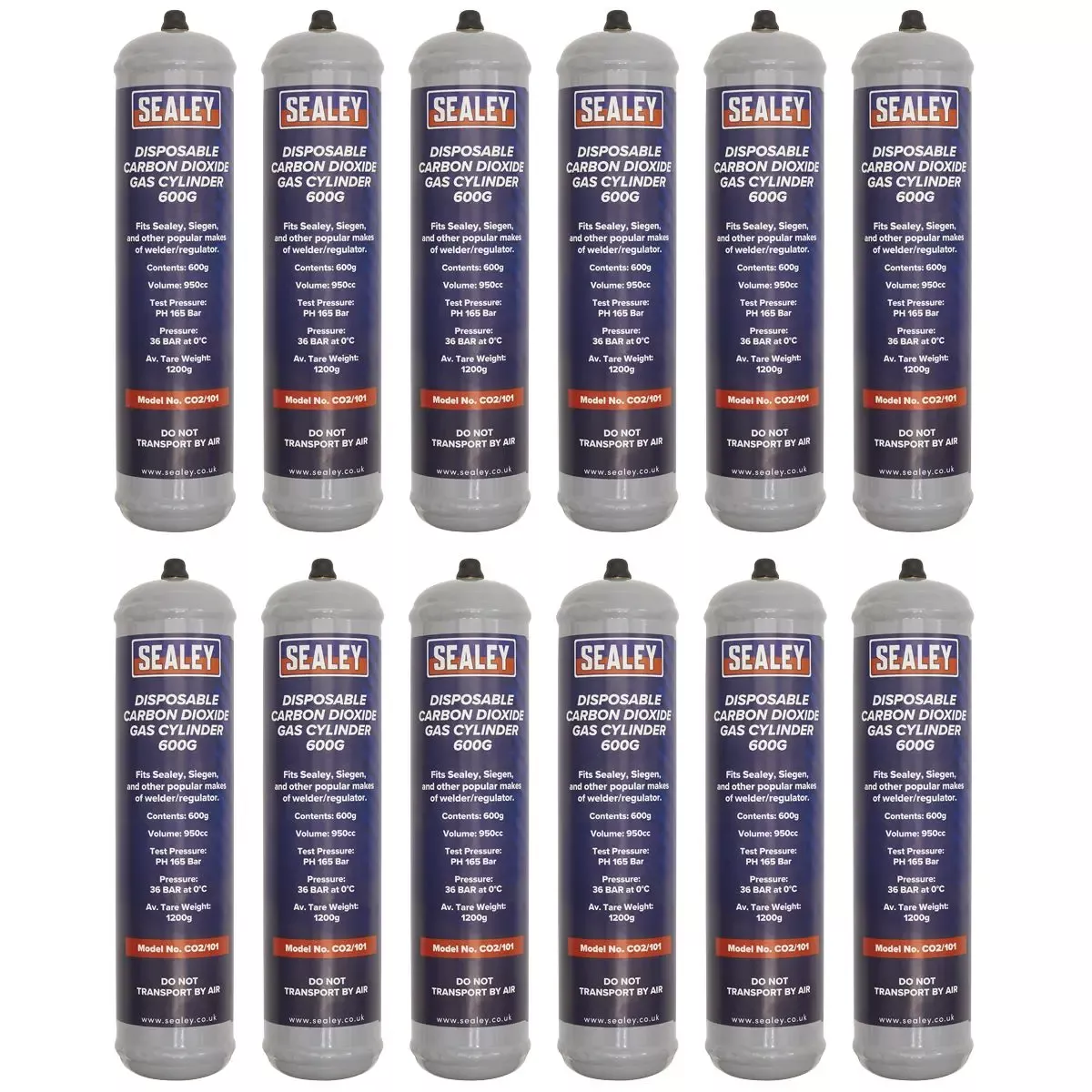 Sealey Gas Cylinder Disposable Carbon Dioxide 600g - Box of 12