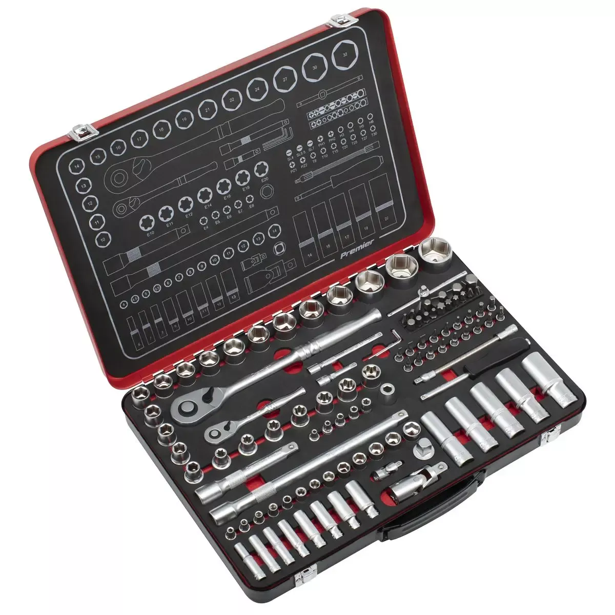 Sealey Premier Platinum Socket Set1/4" & 1/2"Sq Drive 108pc - Premier Platinum